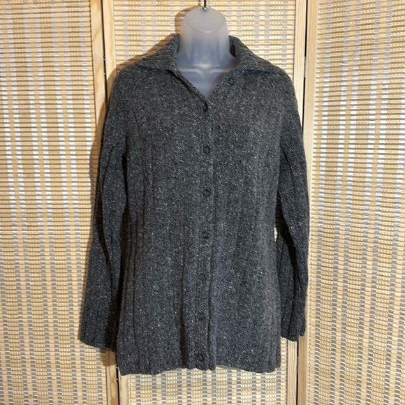 J. Crew Long Gray Cardigan Wool Knit Sweater Medium - Picture 1 of 16